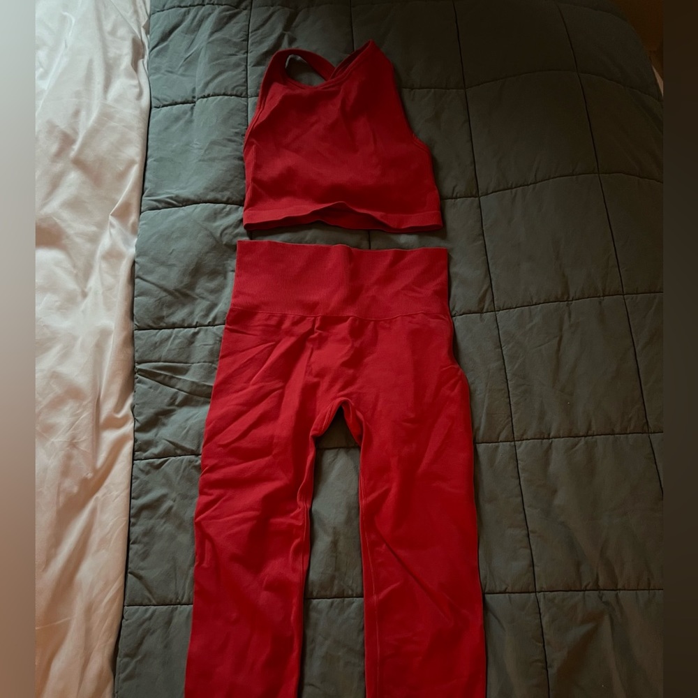 Red aritzia workout set